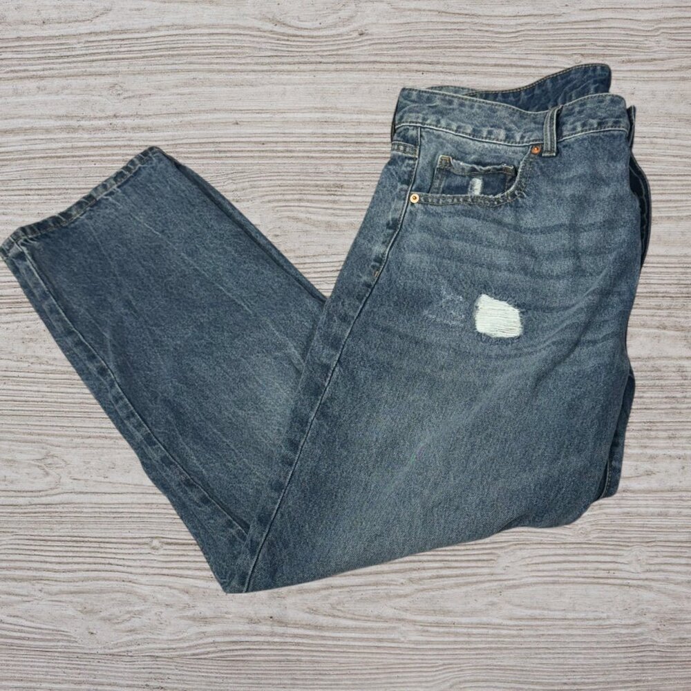 No Boundaries Distressed Straight Leg Mens Jeans size 36x30 Light Wash Denim